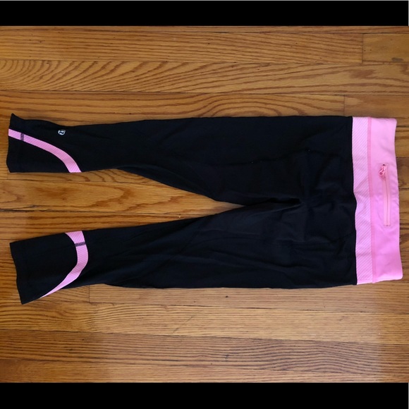 lululemon athletica Pants - Lululemon black leggings with pink detailing